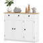 Buffet blanc vieilli - Armoire de rangement de comptoir en bois massif avec 3 tiroirs, portes, tablette réglable pour la maison dans le comptoir, moderne