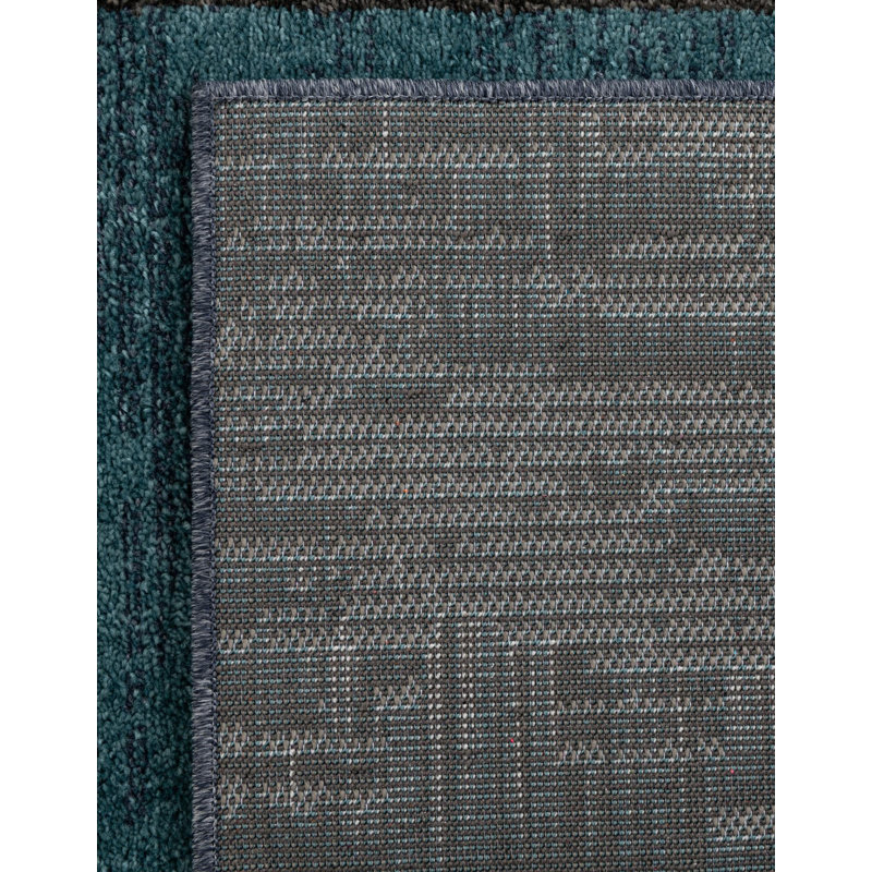 Hareld Geometric Navy/Brown/Gray Area Rug, Runner 2' x 8'