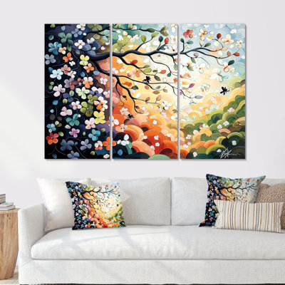 Whispering Tradition Of Flower Japanese Art - Asian Wall Art Print Set