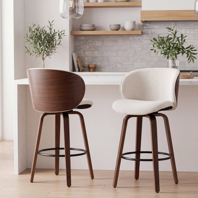 Tabourets de bar rotatifs modernes avec pieds en bois