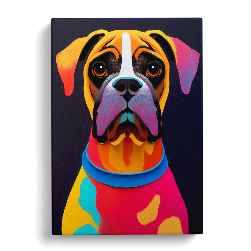 Boxer Dog Crayon - Wrapped Canvas, 60cm H x 40cm W x 3cm D