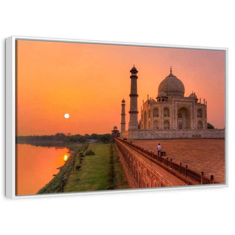 Taj Mahal Sunset Tour, Cadre flottant blanc, 31 po x 21 po