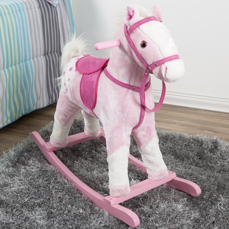 Rocking Horse Plush Animal on Wooden Rockers with Sounds, Stirrups, Saddle  & Reins, Ride on Toy, Toddlers to 4 Years Old by Happy Trails 