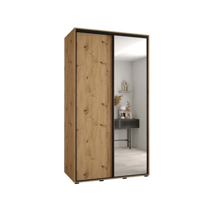 Avritt 2 Door Wardrobe, 205cm H x 140cm W x 60cm D, Oak Artisan