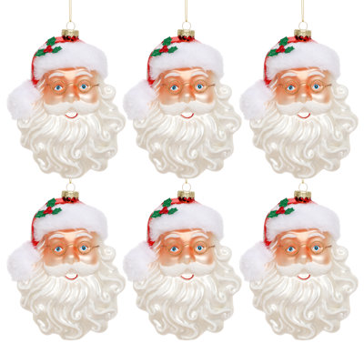 Jolly Santa Head Ornament, 6.5 Inches