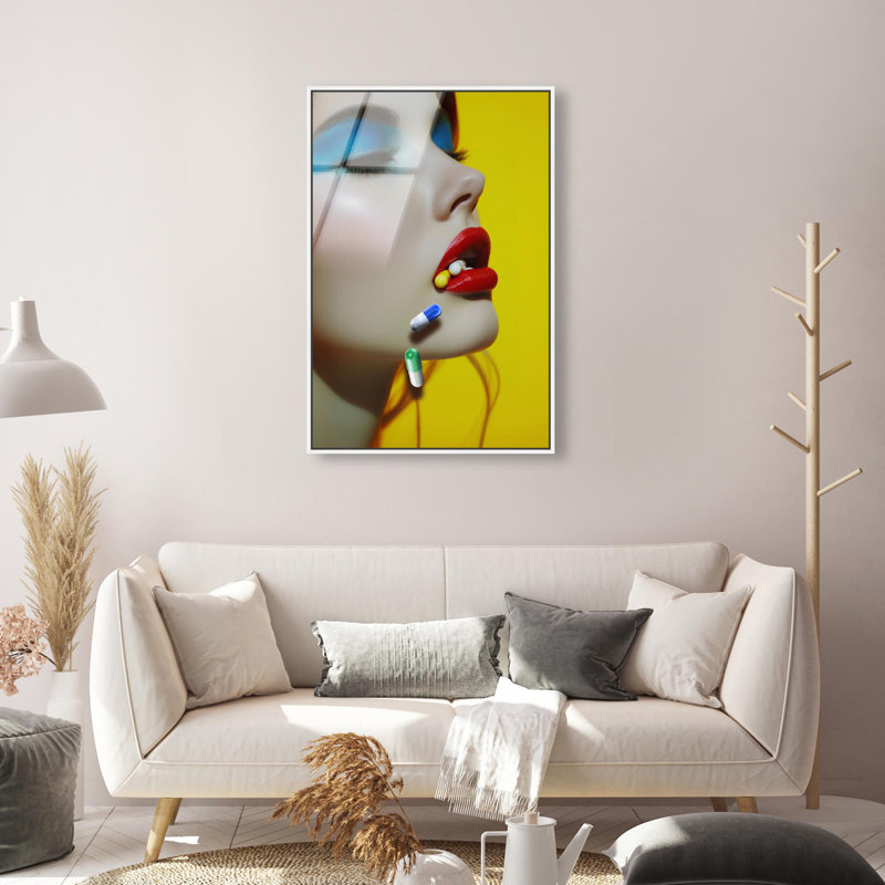 Oliver Gal Supplements Fashion - Framed Acrylic Glass Wall Art, 30" H x 20" W, White