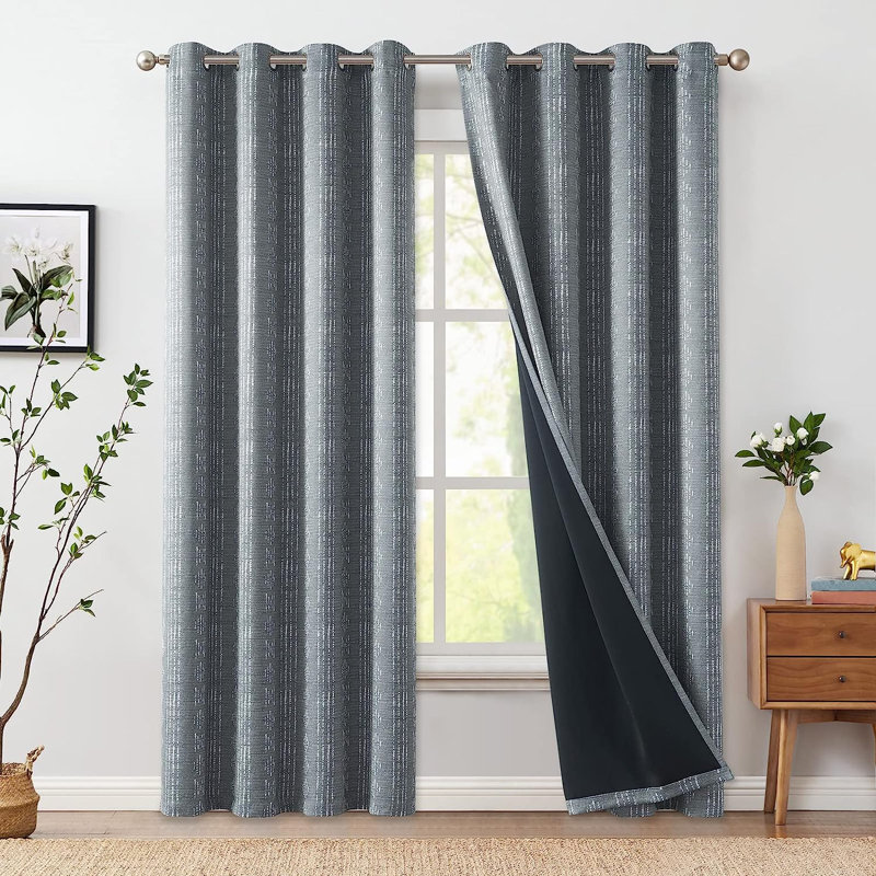 Ayani Bohemian Blackout Curtain Panel, White/Gray, 52" W x 84" L