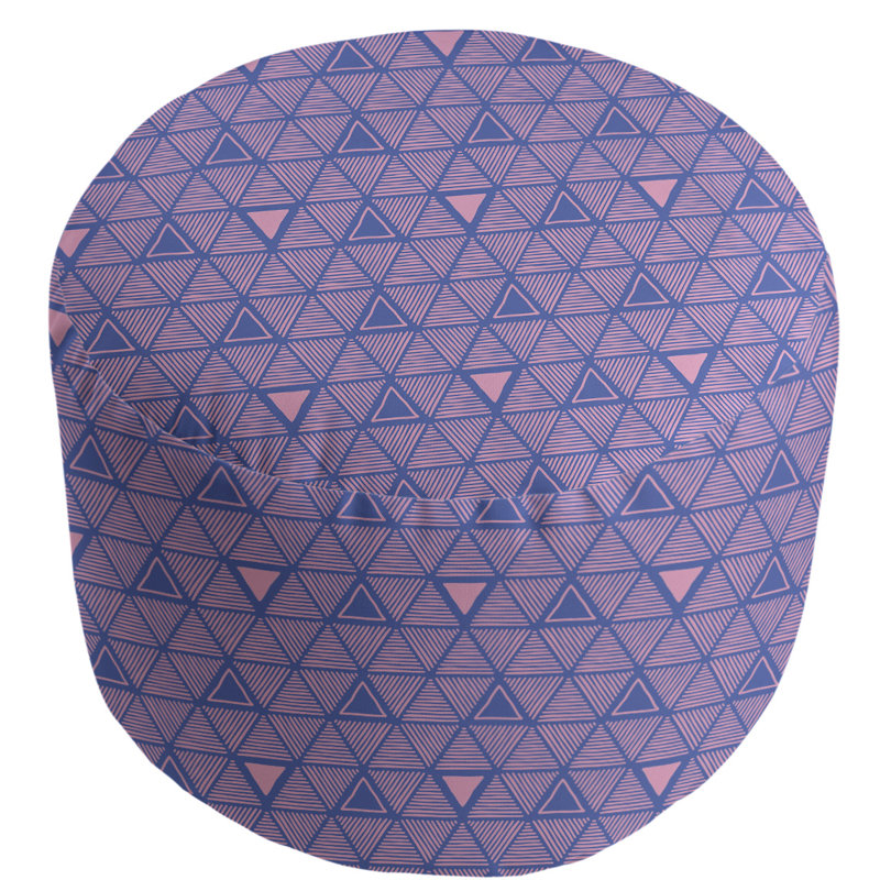 Upholstered Pouf, Blue/Pink