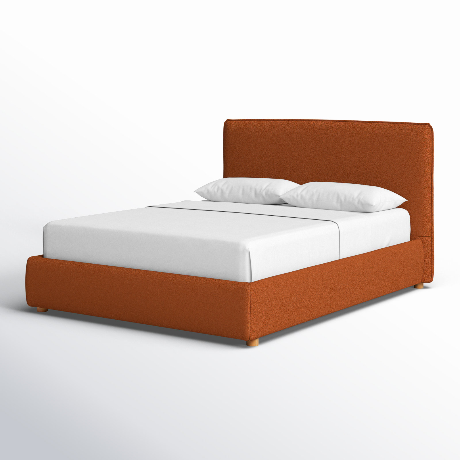 Callahan Upholstered Bed, Queen, Rust Faux Sherpa