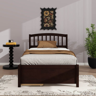 Tête de lit simple à deux tiroirs avec cadre de rangement en bois