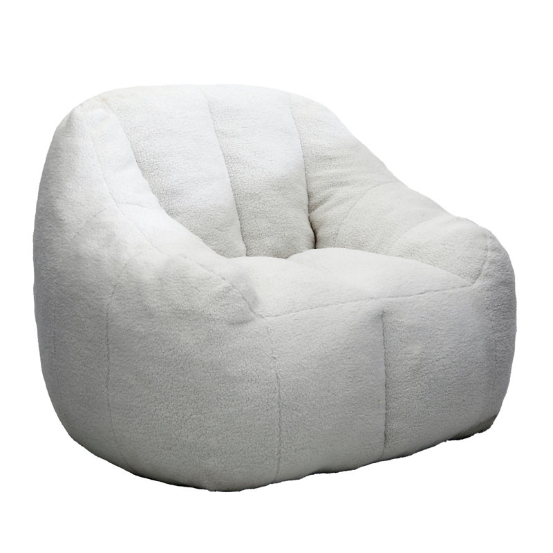 Bean Bag Chair With Filler, White Teddy