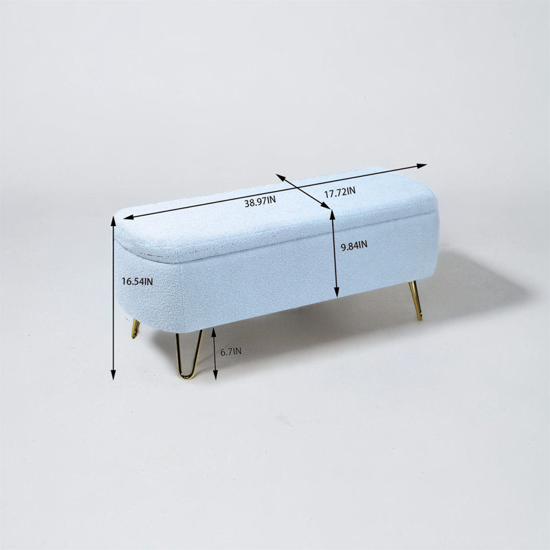 Banc de rangement rembourré Maegann, Bleu