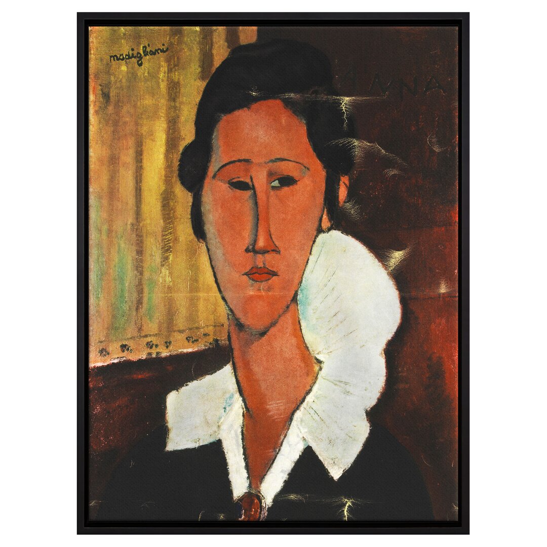 Gerahmtes Leinwandbild Kunstdruck Portrait von Hanka Zborowska von Amedeo Modigliani