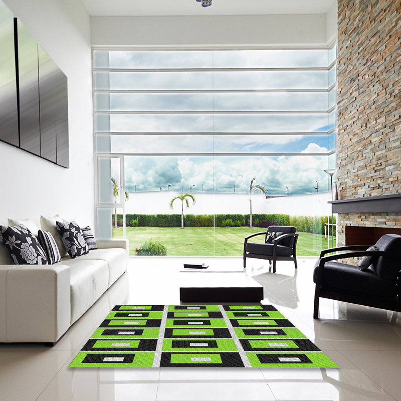 Tapis de zone verte à motif, Carré 7 pi