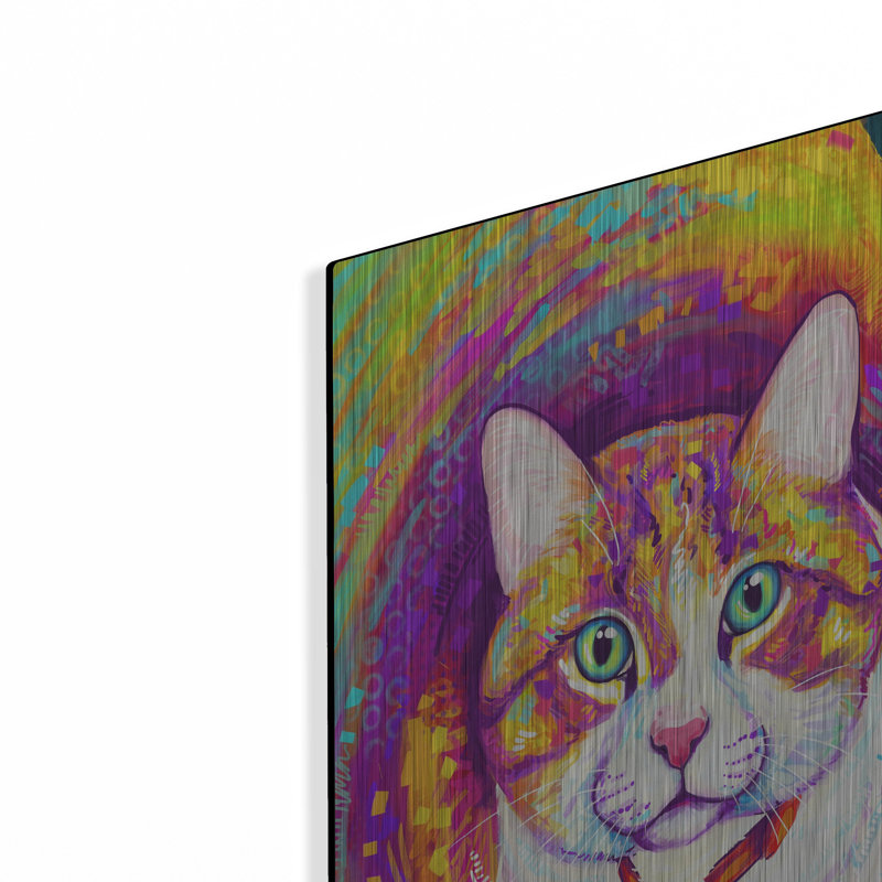 «Pop Art Tabby Cat 2» par Furbaby Affiliates, art mural en métal, 12 po x 16 po, H 24 po x l 16 po