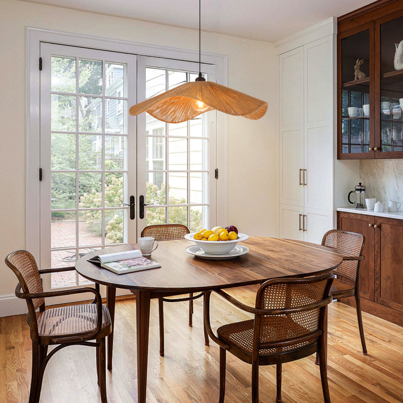Woven hemp rope pendant light for kitchen island
