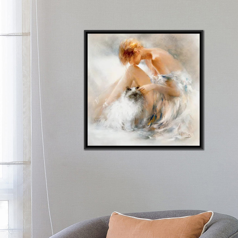 « désir », impression sur toile, H 18 po x l 18 po x P 1,5 po, Toile avec cadre noir, Blanc