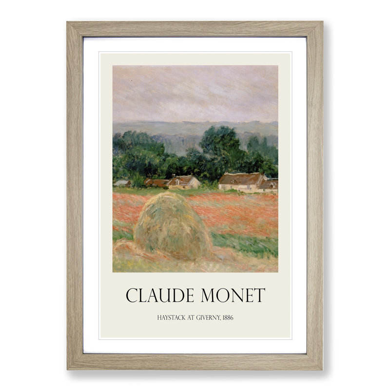 Haystack at Giverny by Claude Monet - Picture Frame Painting, Oak Framed, 48cm H x 36cm W x 2cm D