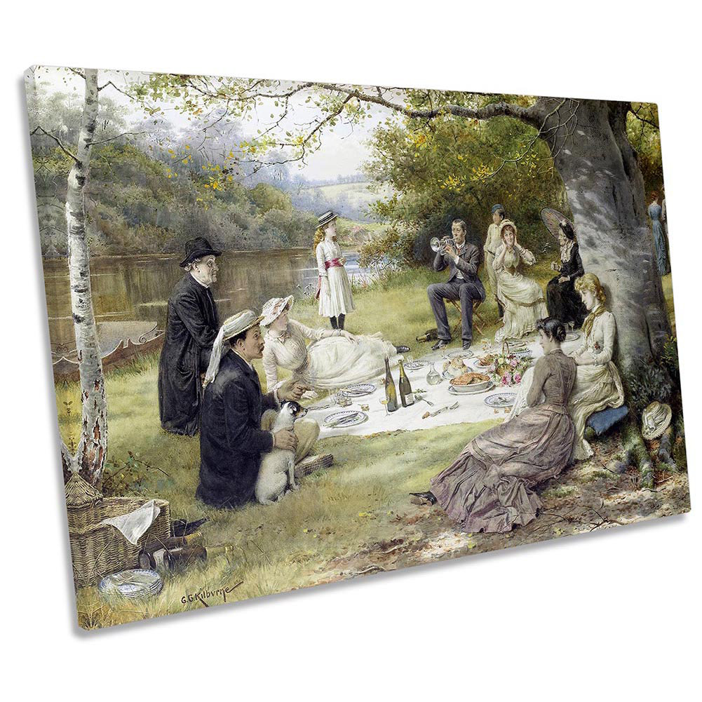 George Goodwin Kilburne The Picnic - Wrapped Canvas Print