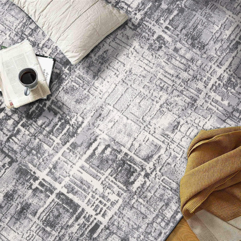 Dionta Abstract Performance Area Rug, Gray, Rectangle 5' x 7'