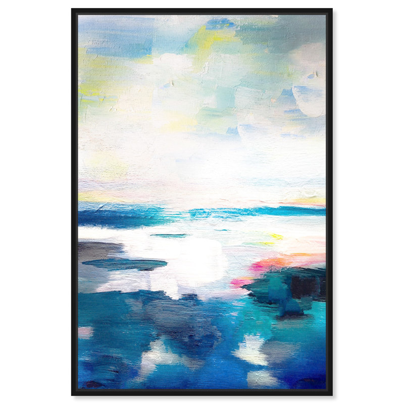 " Abstract Flow Due " Painting Print, 15" H x 10" W, Black Framed Canvas