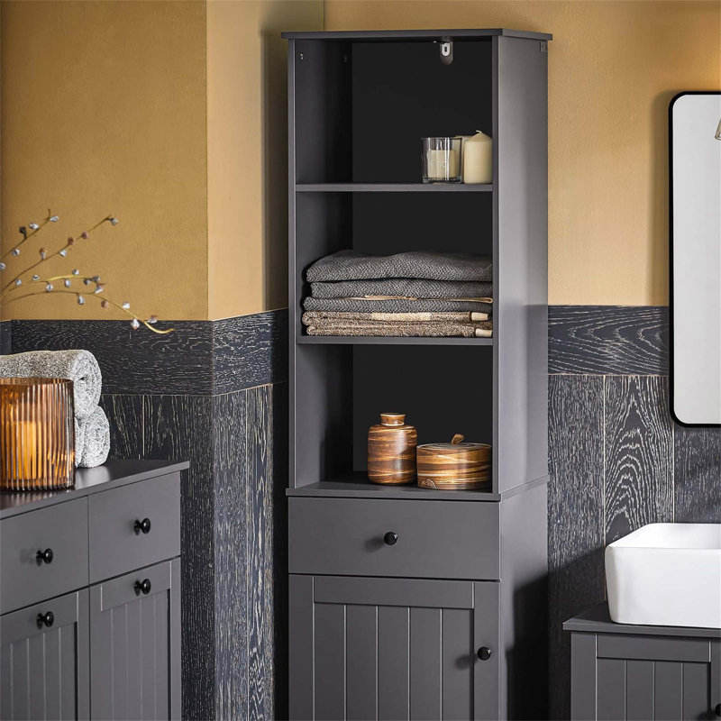 Aaleeyah Freestanding Linen Cabinet, Grey