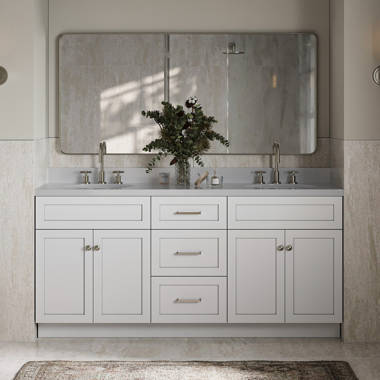 Atwell 84 Inch White Wood Double Bathroom Sink Vanity