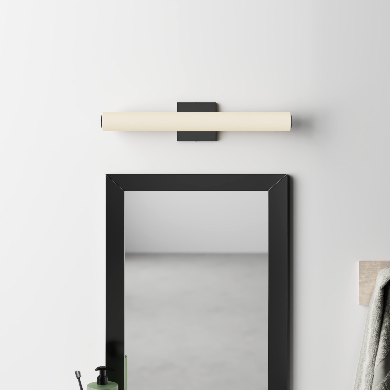 Aryon Single Frosted Dimmable LED Bath Bar, Black