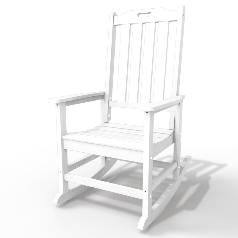 Dareona Outdoor All-weather HDPE Adirondack Rocker Chairs with Comfort High Backrest, White
