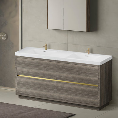 Meuble-lavabo autoportant 72 po avec lavabo 72 po, brillant