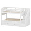 Lit superposé avec lit gigogne, tiroirs de rangement, escalier et garde-robe-405486830