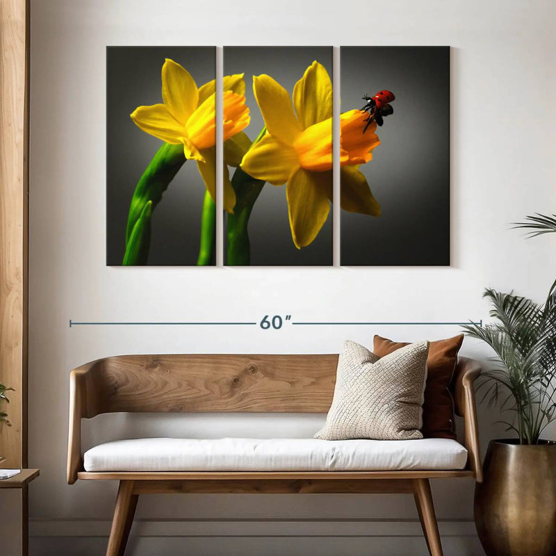 Harnek Ladybug On Daffodil, 36" H x 57" W