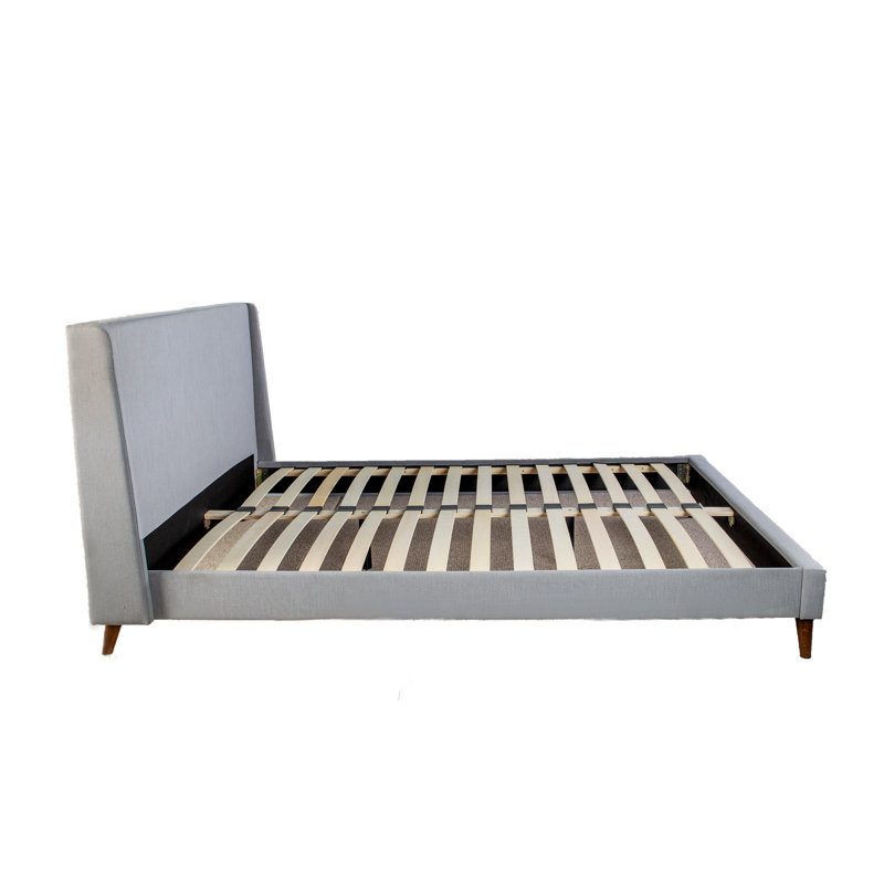100% très grand lit tapissier et 2 tables de chevet, couleur pierre, confort de chambre à coucher gris