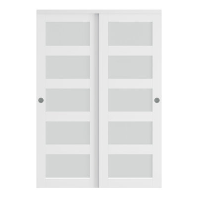 80'' Frosted Glass Sliding Closet Doors With Installation Hardware Kit