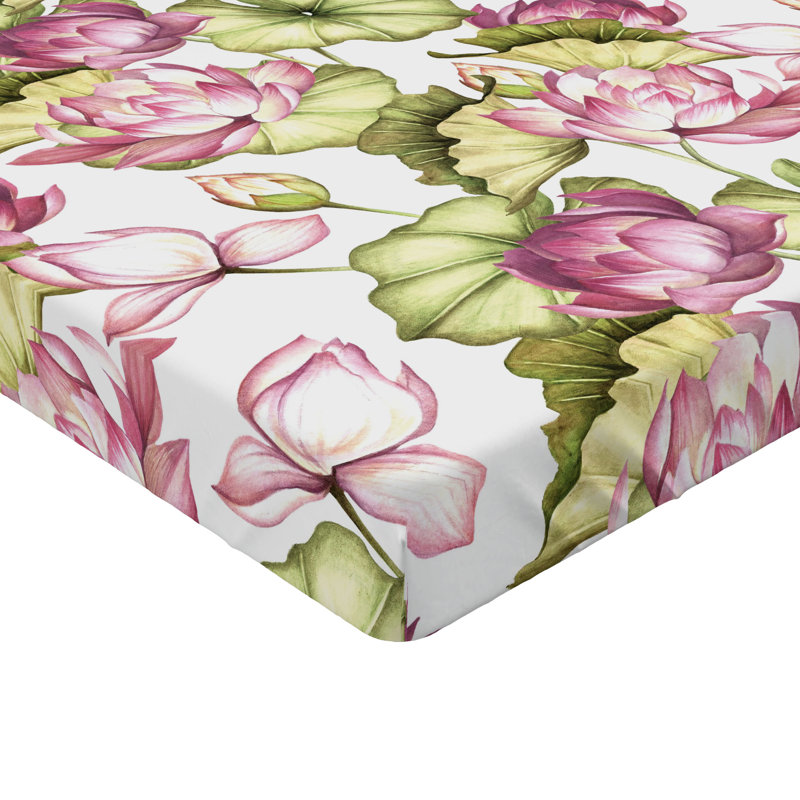 Drap-housse à motif floral Ambesonne, Drap-housse de taille simple, Rose, vert olive / floral