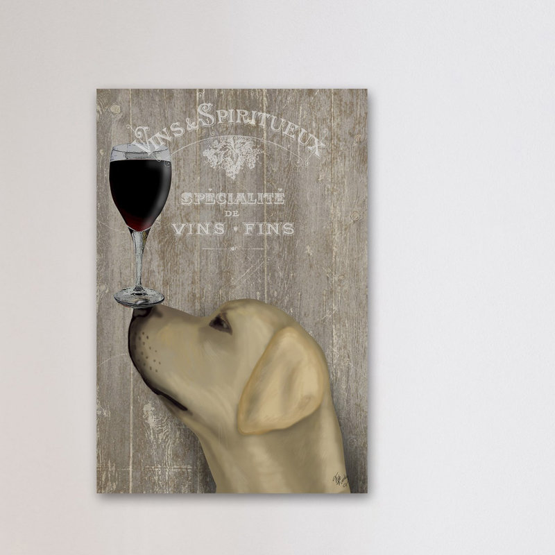 Dog Au Vin Yellow Labrador - Wrapped Canvas Print, 46 cm H x 30 cm W x 4 cm D