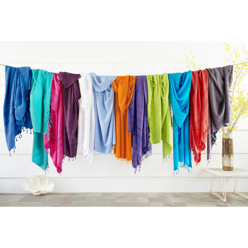 Serviette de plage en coton turc Summer Fun Pestemal, Blanc