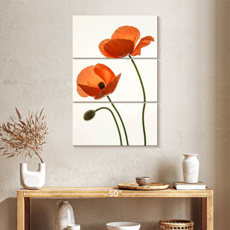 Fleurs de pavot orange Harnek, H 38 po x l 24 po