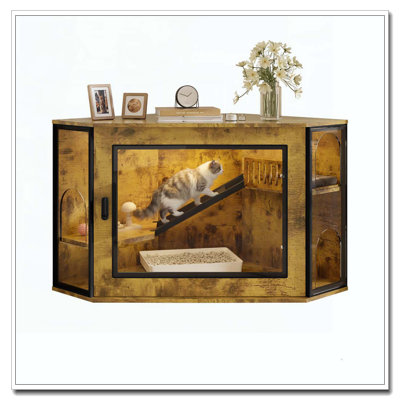 48" Corner Cat Litter Box Enclosure