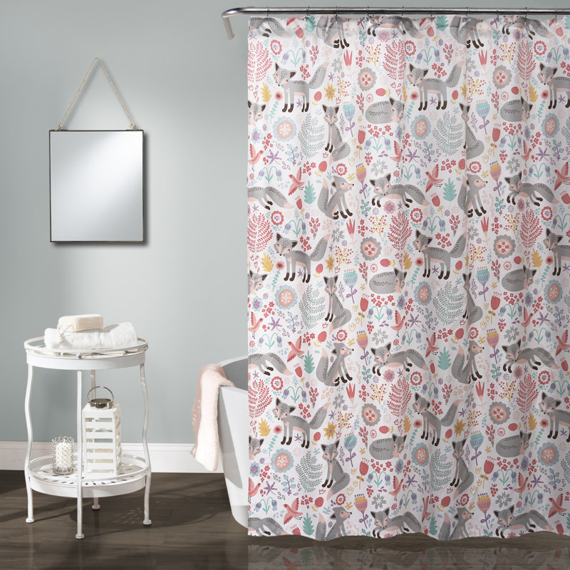  Single Shower Curtain, Grey/Pink