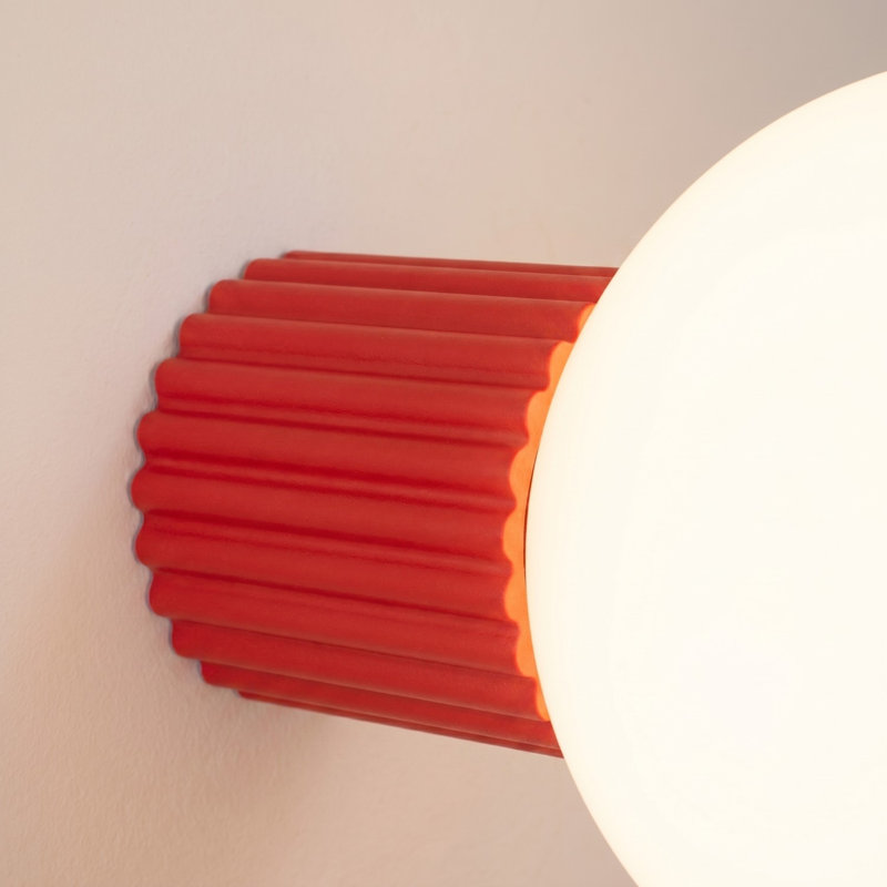 Halo Aluminium Flush Mounted Sconce, Red