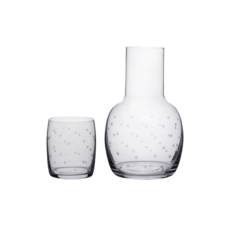 2 - Piece Crystal Carafe Set, Clear/Black