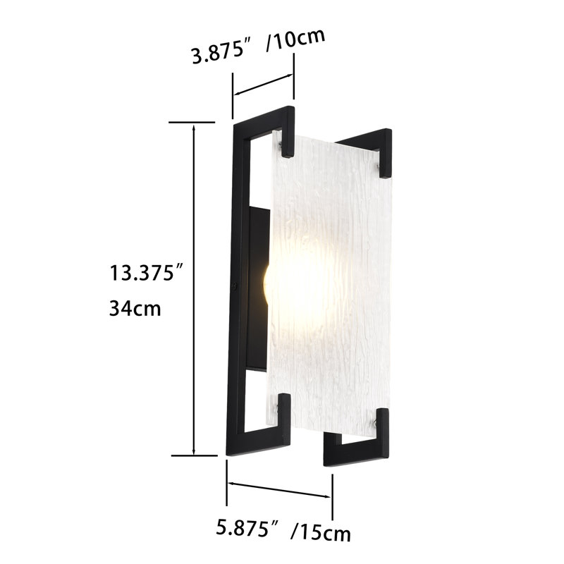 Modern Black Outdoor LED Wall Sconce with Rippled Glass