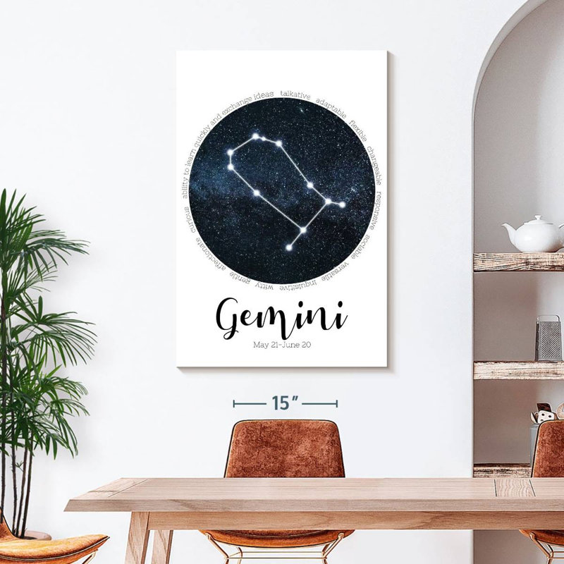 Gémeaux, constellation d'étoiles, H 45 po x l 30 po x P 1,25 po
