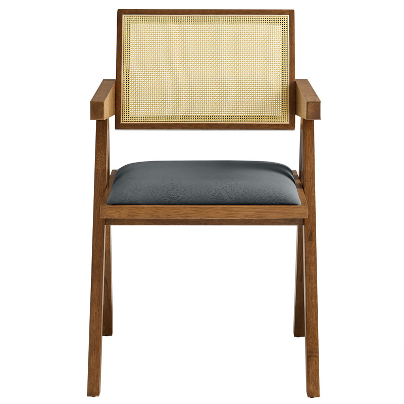 Ensemble de 2 fauteuils de salle à manger en cuir Thera, Noyer, Noyer