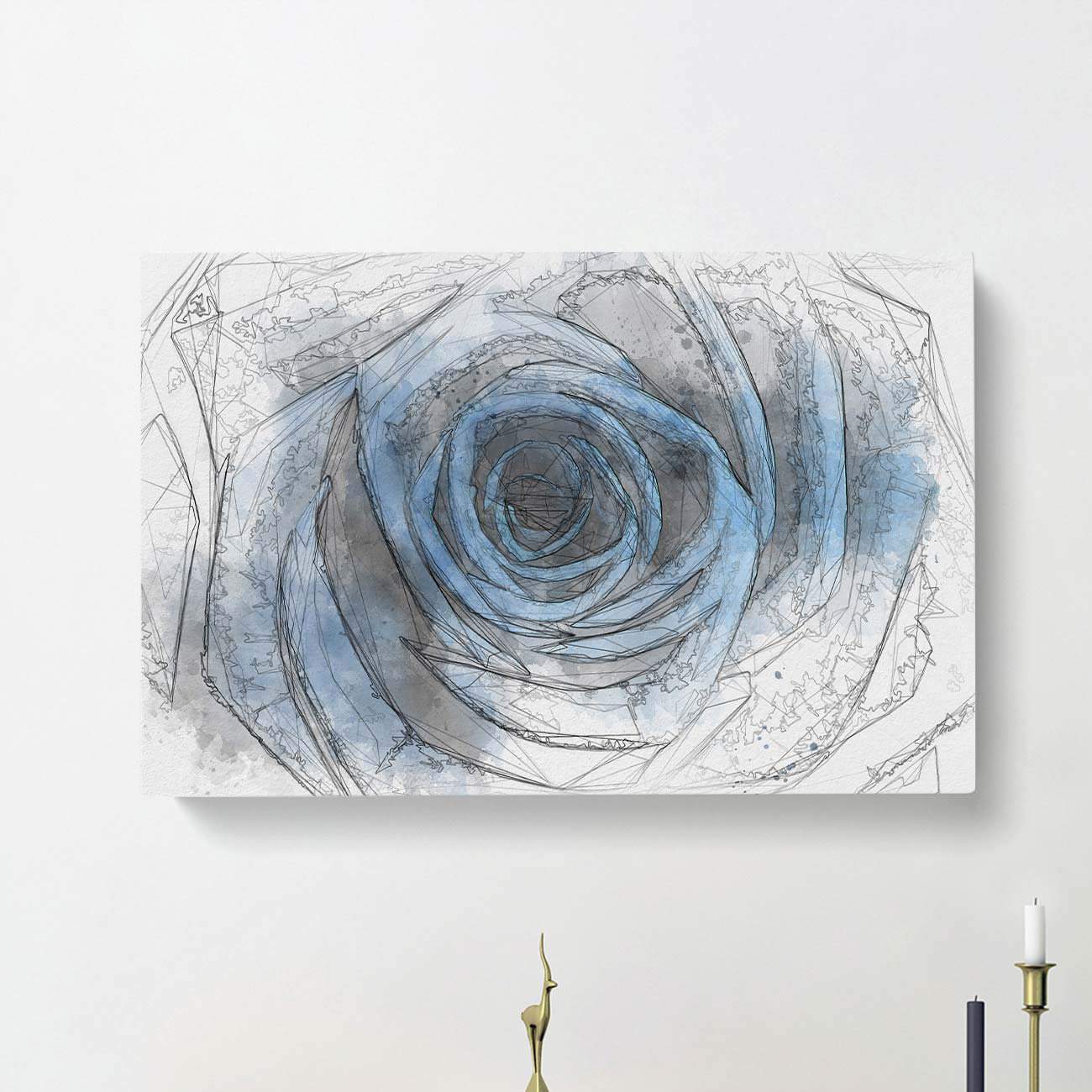 Blue Roses Abstract East Urban Home Pretty Blue Rose in Abstract - Wrapped Canvas Drawing ...
