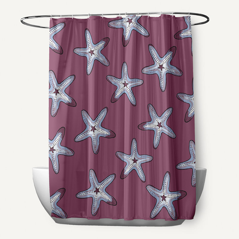 Rideau de douche simple Wilb Abraham, Mauve / Bleu