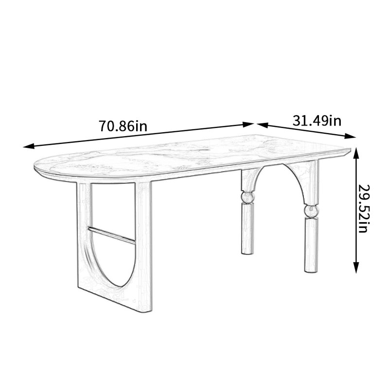 Table de salle à manger moderne de qualité moderne, H 29,52 po x L 70,86 po x l 31,49 po, Gris