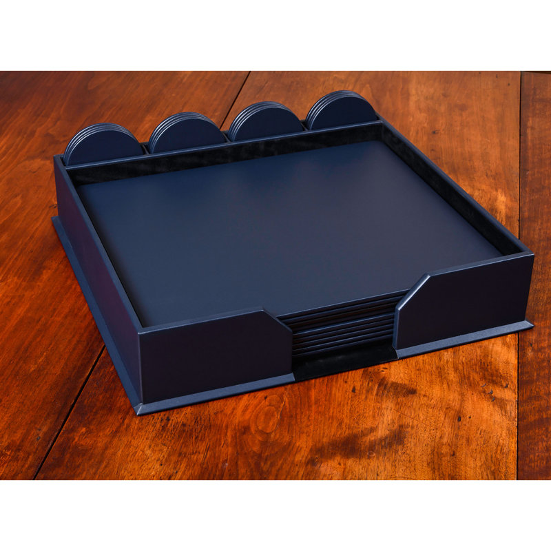 Faux Leather Desk Organizer Set, Navy Blue