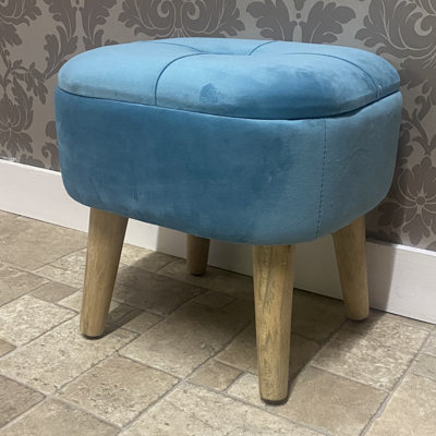 Gershwin 30cm Wide Velvet Tufted Square Footstool Ottoman with Storage